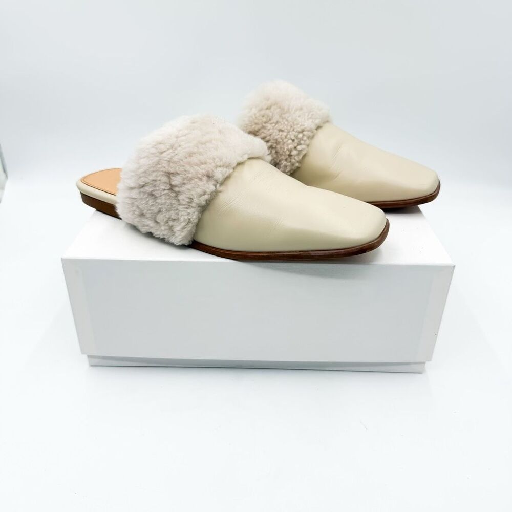 By Malene Birger Cream Leather Shearling Mules Women’s Luxury Slip On Loafers